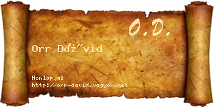 Orr Dávid névjegykártya